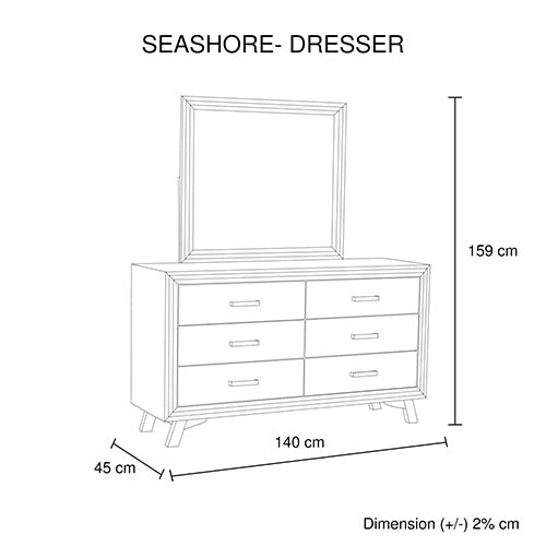 5 Pieces Bedroom Suite Queen Size Silver Brush in Acacia Wood Construction Bed, Bedside Table, Tallboy & Dresser